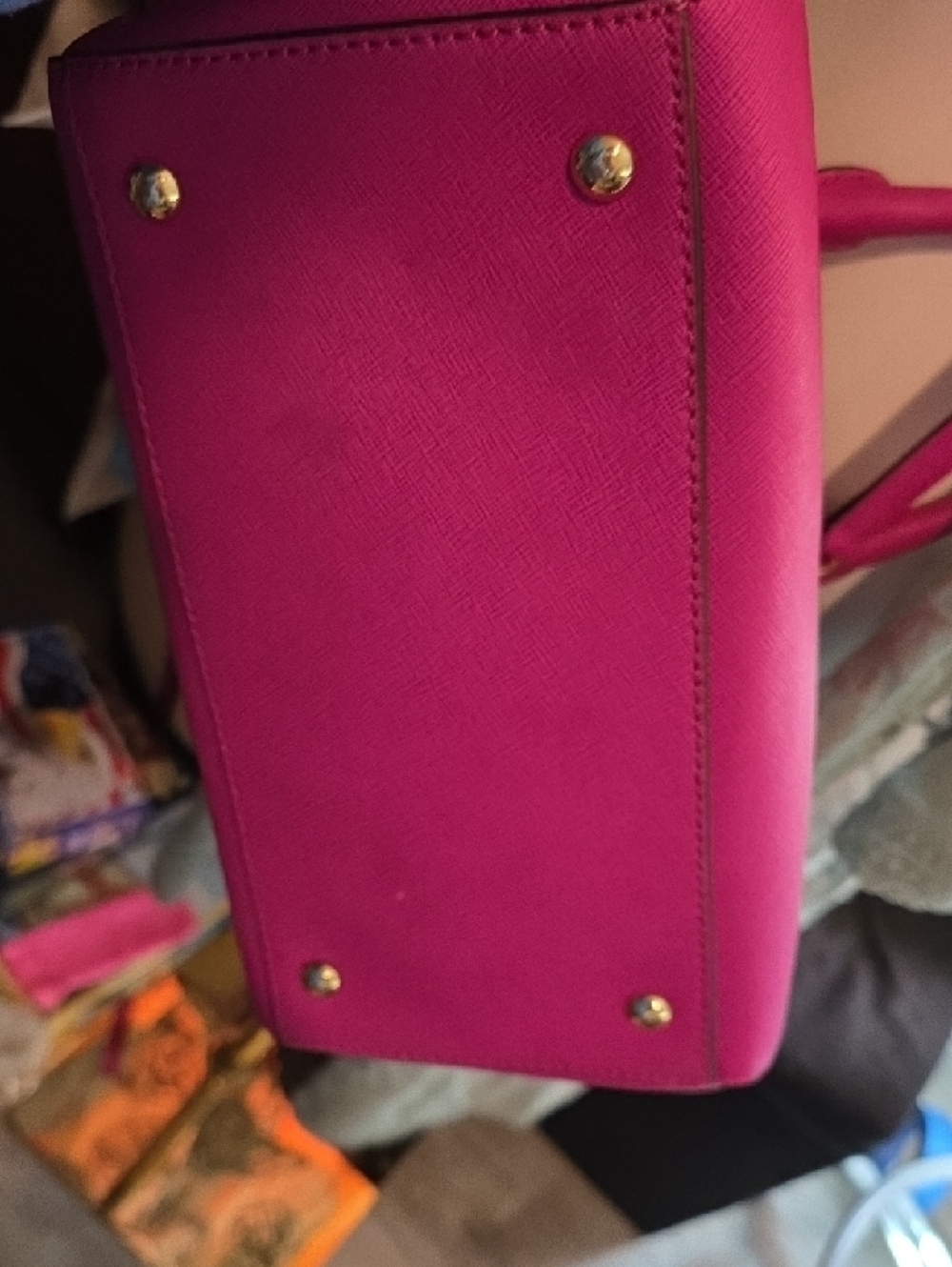 Michael Kors Hot Pink Saffiano Satchel with Gold Hardware - Picture 8 of 10